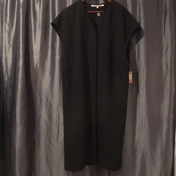 Rachel Roy long black vest button down coat/jacket - Picture 3 of 5